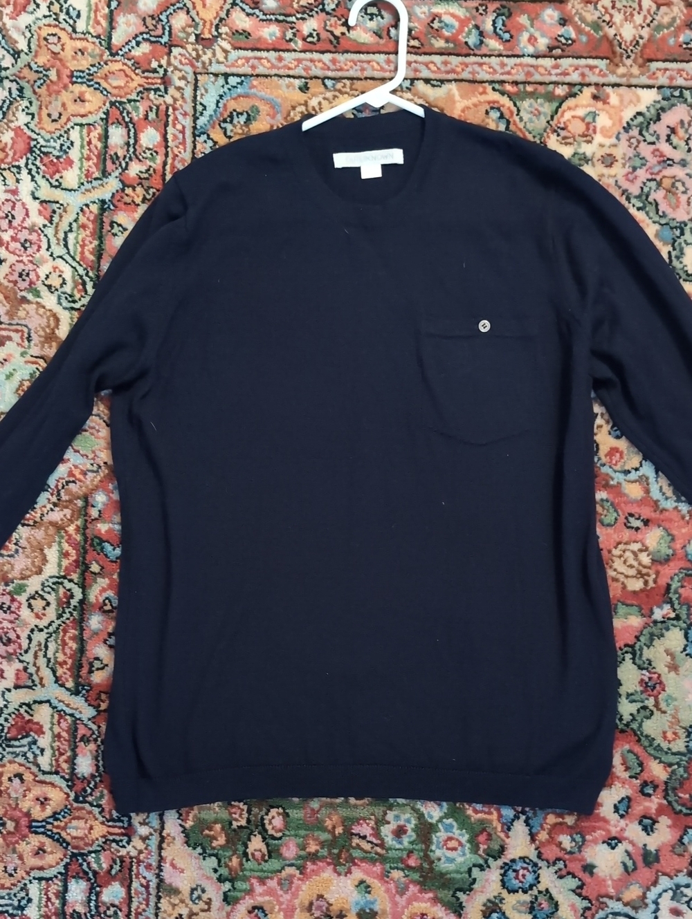 Outerknown Men's Navy Merino Wool Crewneck Sweater with Chest Pocket